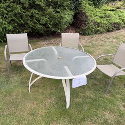 Glass Patio Table And 3 Chairs