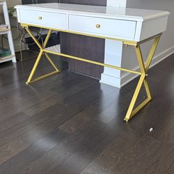 White and gold office desk