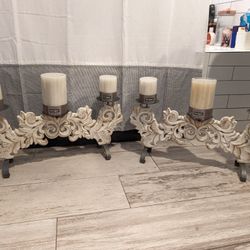 2) Candle Holder Pier 1 Candelabra Wood Holders Candles 