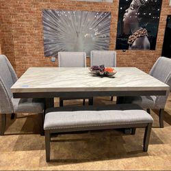 6PC Gray Dining Table Set