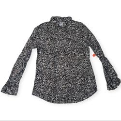 Old Navy Black White Cotton Floral Button Up Woman's Medium