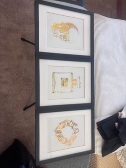 Set of 3 Framed Foil Art Framed