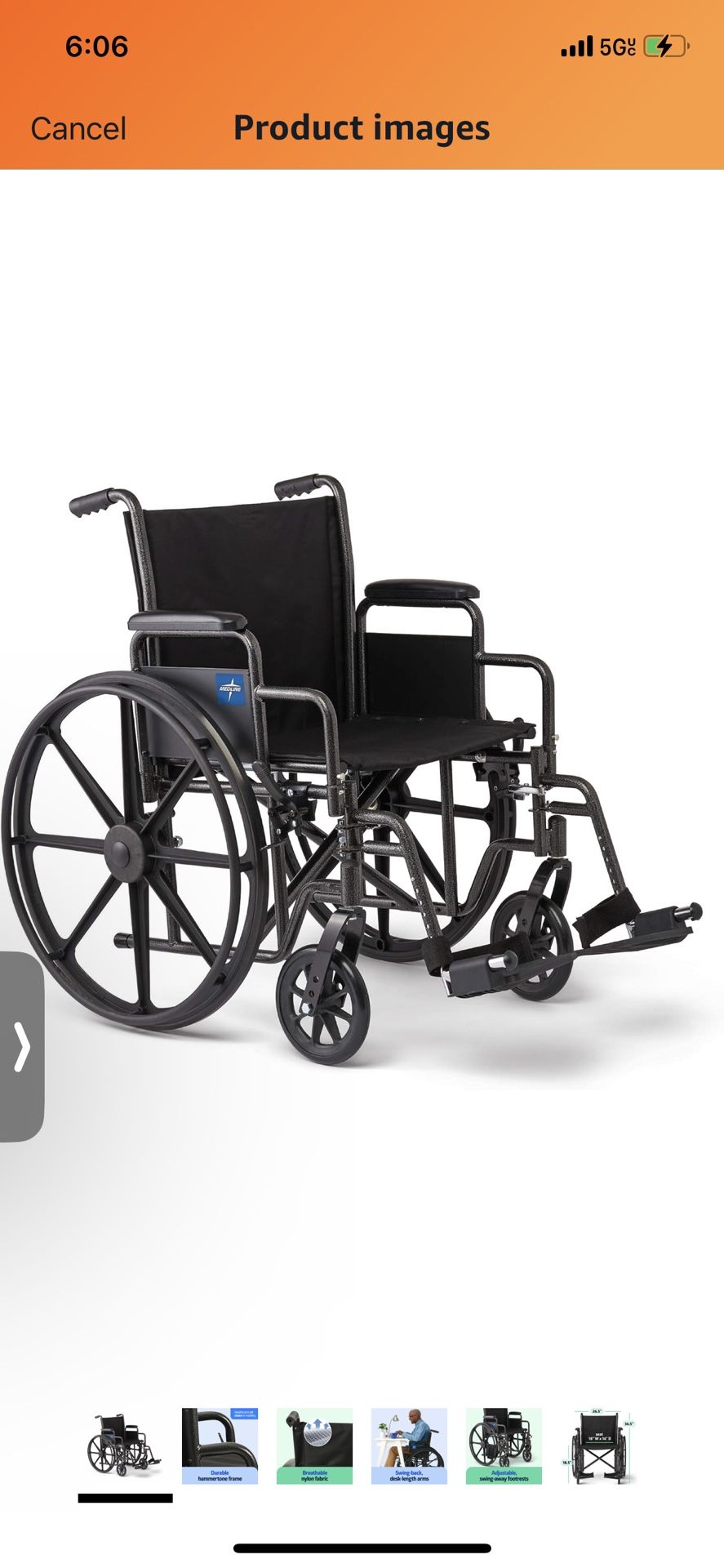 Brand New Medline - Durable Steel Wheelchair with Flip-Back Desk-Length Arms, Swing Away Footrests, 300-Ib Weight Capacity - Black