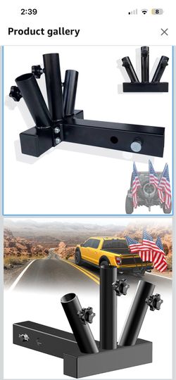Triple Hitch Flag Pole Holder for Truck, Fits Standard 2" Trailer Hitch, RV Flagpole Kit, Car Receiver Flag Pole Mount, Compatible with Jeep, RV, Camp