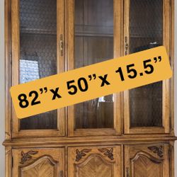 Wooden Cabinet Hutch with Chicken Wire