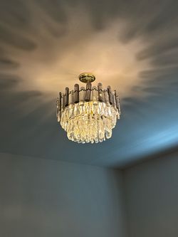 ✨ Crystal Drum Chandelier – Gold Finish | Elegant Statement Lighting ✨