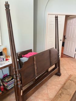 Free queen size bed frame, box spring, night stand