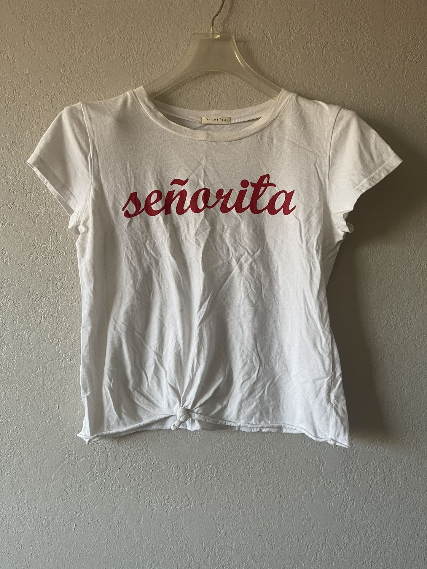 Occasion, Women’s White Señorita Short Sleeve Crop Top, Size L