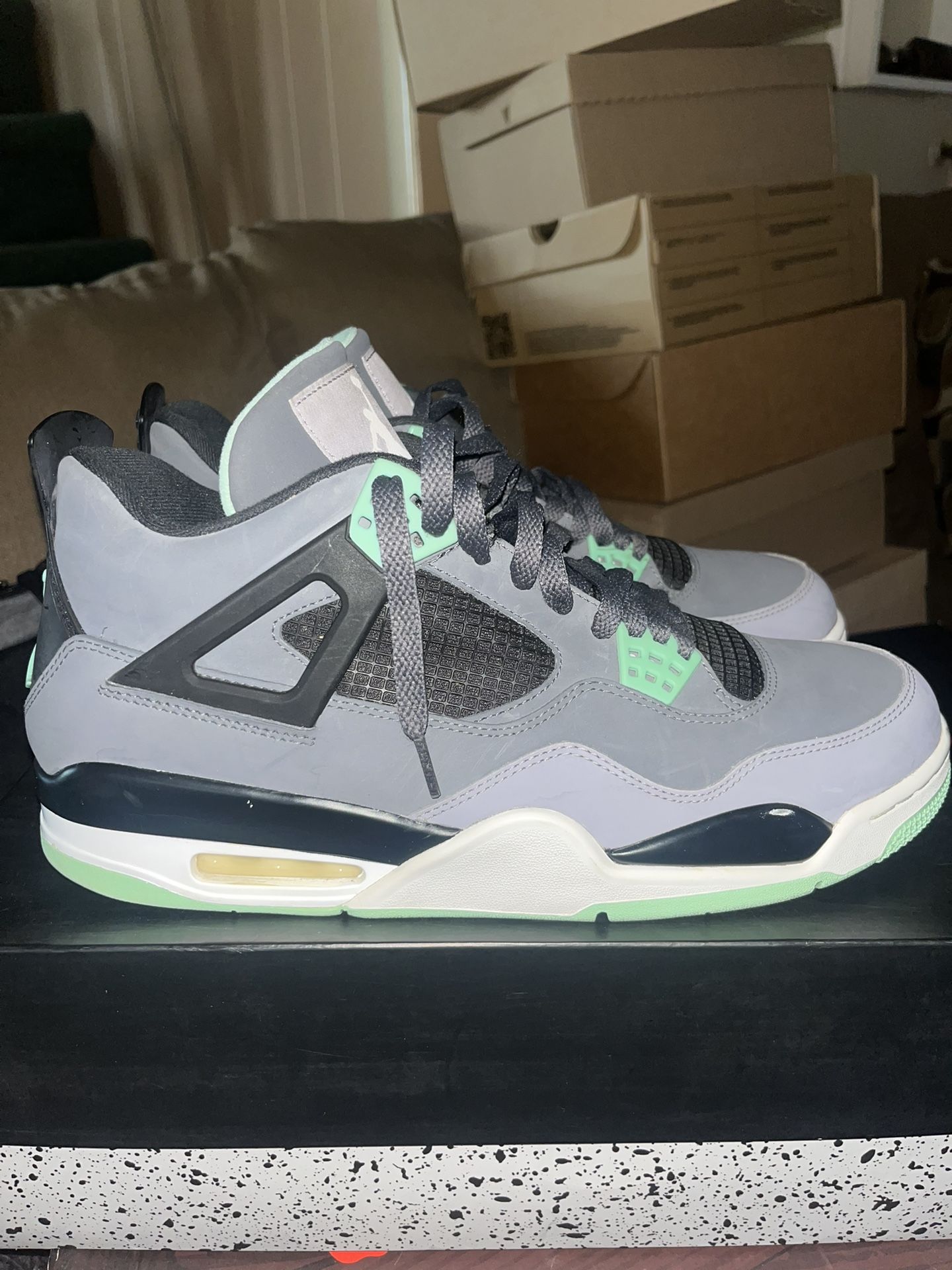 Size 12M (2013) Jordan 4 Green Glow - Pre Owned, Original Box
