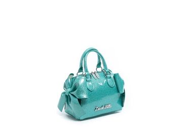 Lux de ville Mermaid Blue Sparkle Mini Double Bow Tote new