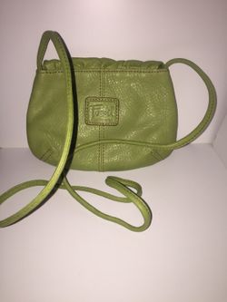 Green leather fossil cross body purse