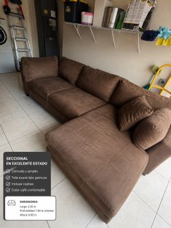 Brown Microfiber Sectional Sofa with Chaise