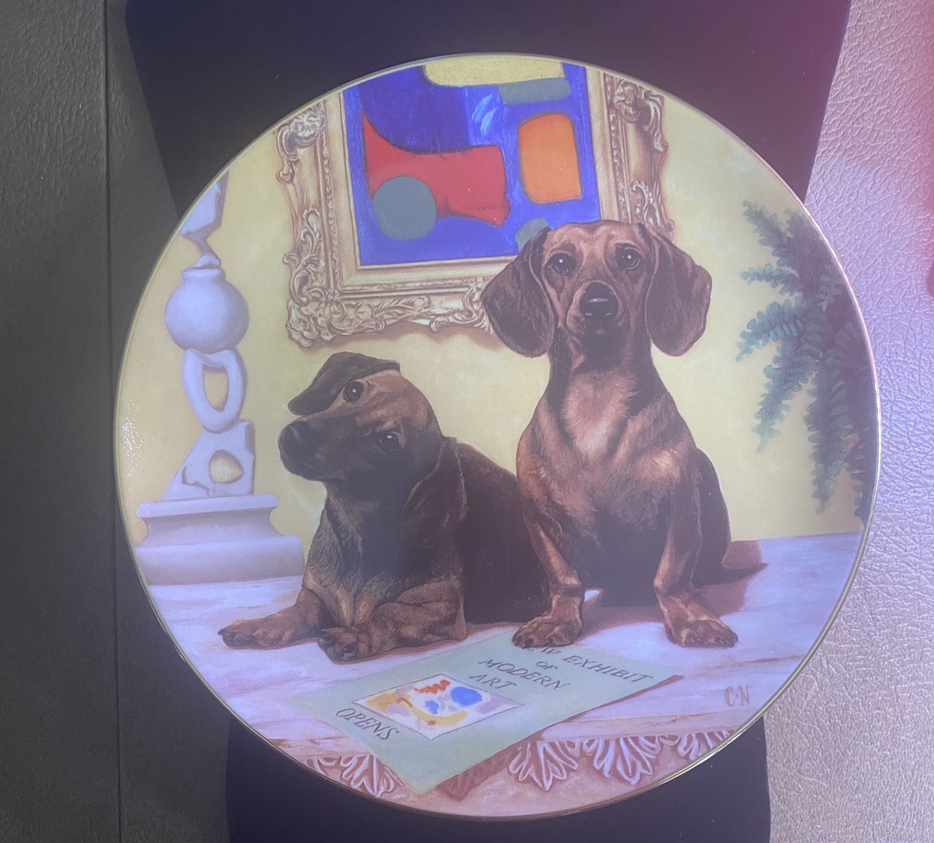 Dachshunds Danbury Mint Porcelain Collector Plate "The Art Critics"