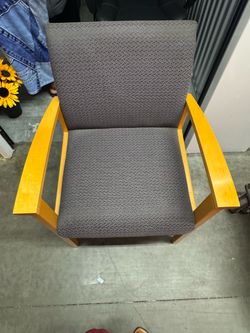 4 Light Brown Wood Armed Chairs