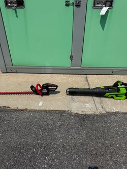 Greenworks Blower, Hyper Tough Hedge Trimmer