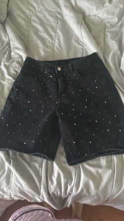 black bedazzled jorts