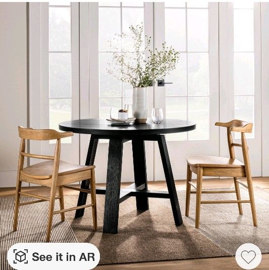42" Linden Round Wood Dining Table Black - Thresholdâ„¢ designed with Studio McGee