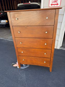 Tall Wood 5-Drawer Dresser Chest