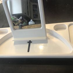 Adjustable Bath Caddy With Removable Mirror