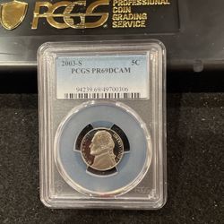 2003 S Gem Proof Jefferson Nickel Graded At PR69 With A Deep Cameo A-9