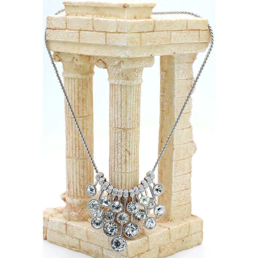 Fashion pendant silver circle crystal necklace
