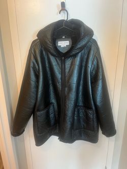 Nikki Jones Black Faux Leather Hooded Jacket