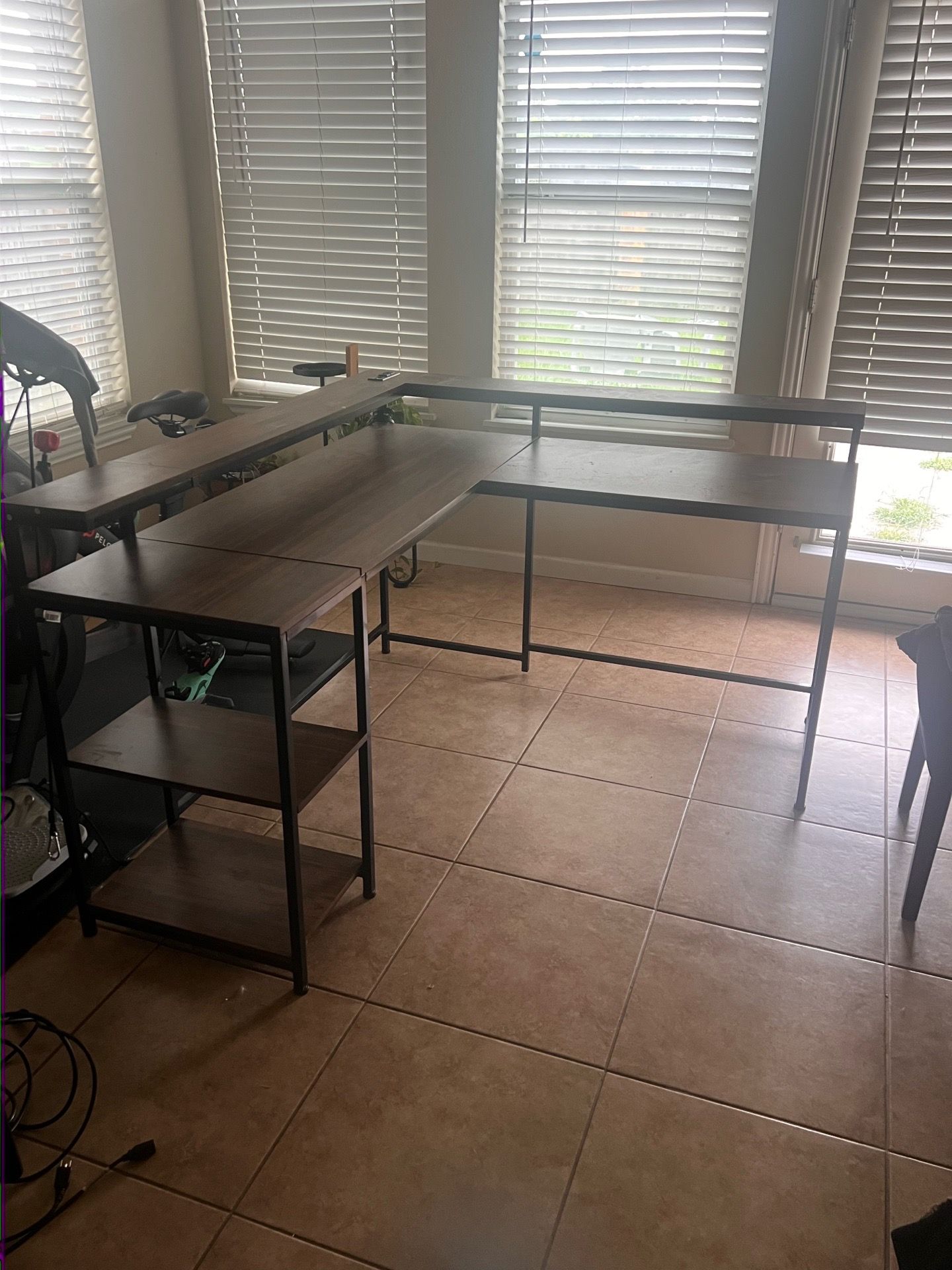 L Shaped Office Desk and Monitors