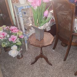 Antique Table With Flower Vase
