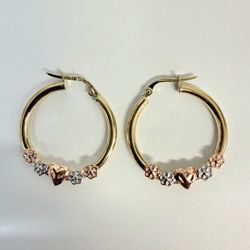 10K Gold Flower Hoops