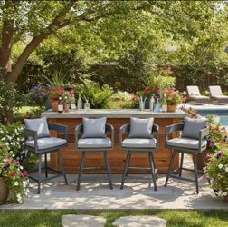 Outdoor Swivel Bar Stools Set of 4