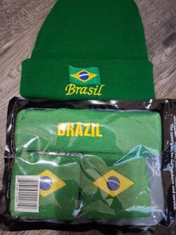 New..Brazil Headband &Wristband set... &Beanie lot. Support  Brazil during  World cup