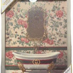 Luxury Inspired Floral Bathtub Art Hand Embellished By an Artist NWT 11 X 14”