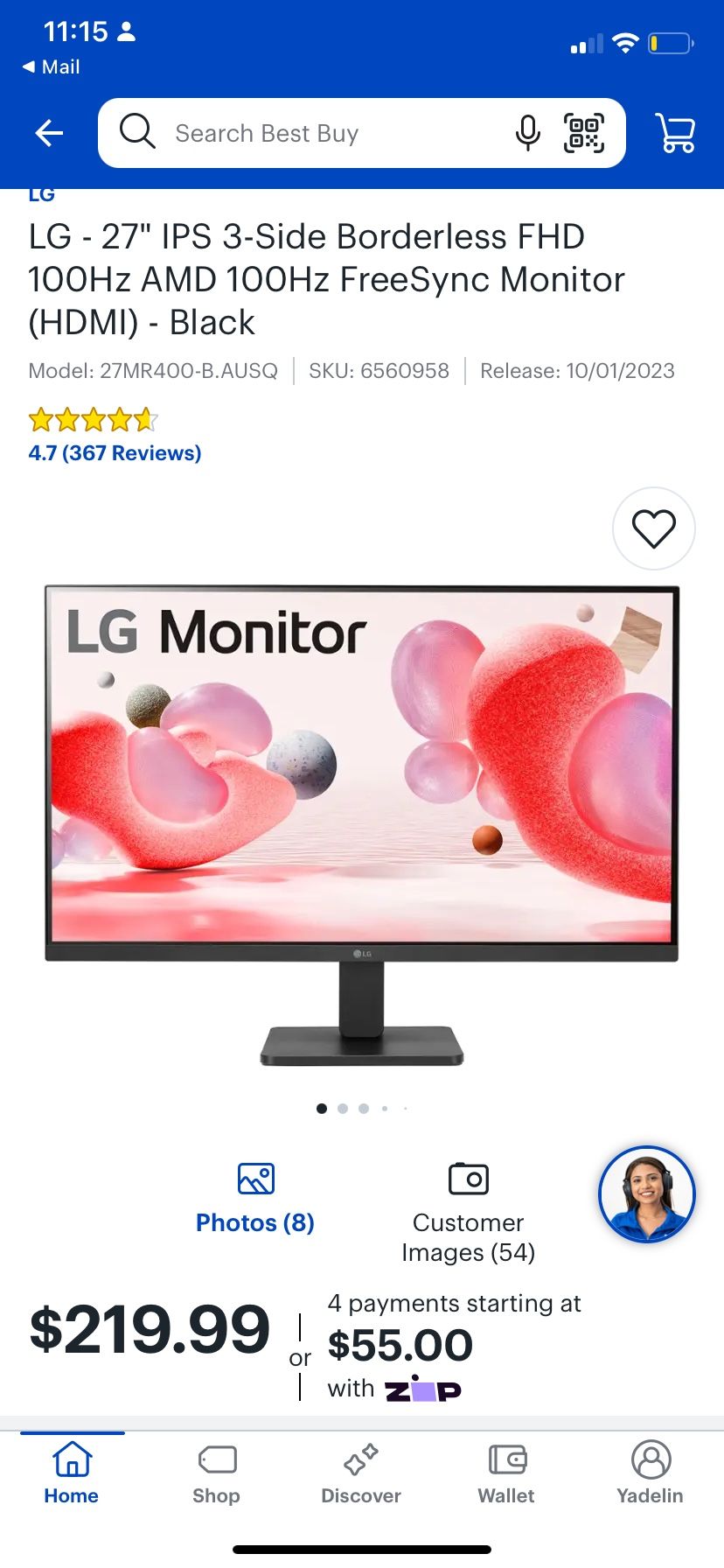 LG - 27” IPS 3-Side Borderless FHD 100Hz AMD 100Hz FreeSync Monitor (HDMI) - Black