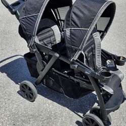 CHICCO DOUBLE TWIN STROLLER CAR SEAT COMPATIBLE 
