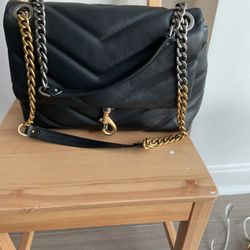 Rebecca Minkoff Leather Gold Silver Chain NWT 