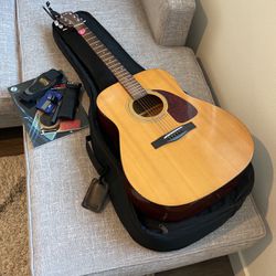 Fender Acoustic Guitar W/ Capo, Case, Extras