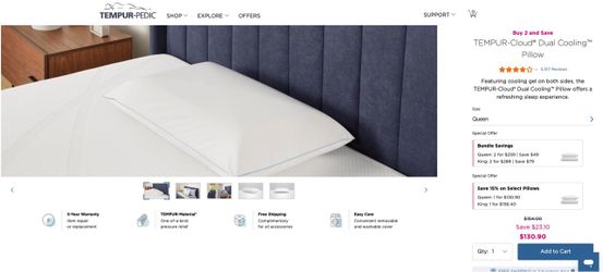 Queen size tempur-pedic pillow