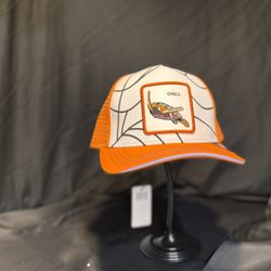 Premium Orange Trucker Cap with "Chill" Turtle Patch