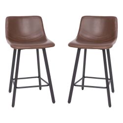 Two Brown Leather Barstools New In Box