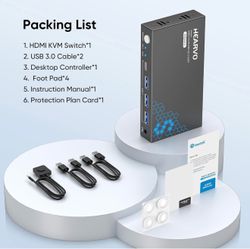 Hearvo USB 3.0 HDMI KVM Switch for 2 Computers – 4K@60Hz – Brand New
