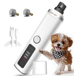 Quiet Dog Nail Grinder Rechargeable Pet Nail Trimmer with LED Light