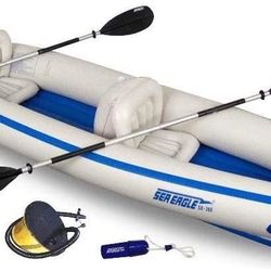 SEA EAGLE 365 370 2 Person Inflatable Kayak w Paddels and Electric Pump