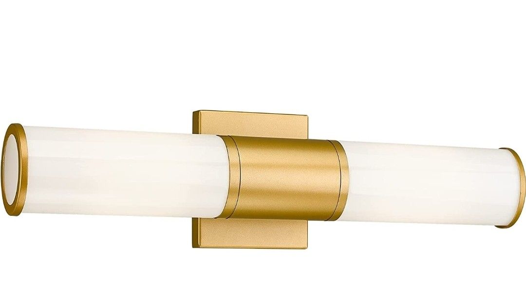 METWET Bathroom Vanity Light Fixtures, Gold Wall Lights in Milk Glass Indoor Wall Sconce, Modern Wall Light Up and Down Wall Mount Lamp for Bathroom,