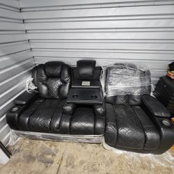 Sofa - Black Leather 