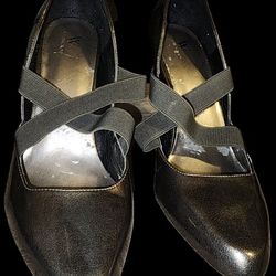 Worthington Olive/Dark Silver Strappy Heels, Size 11
