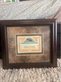 1911 Hubbard-Elliott Copper Mining Stock Certificate Framed