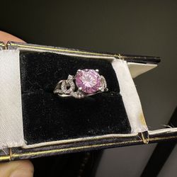 Beautiful 😍 !! Pink And White Sapphire Ring Set In Solid 925 Silver !