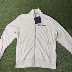Palm Angels Cord Fleece Track Jacket Light Grey /Purple
