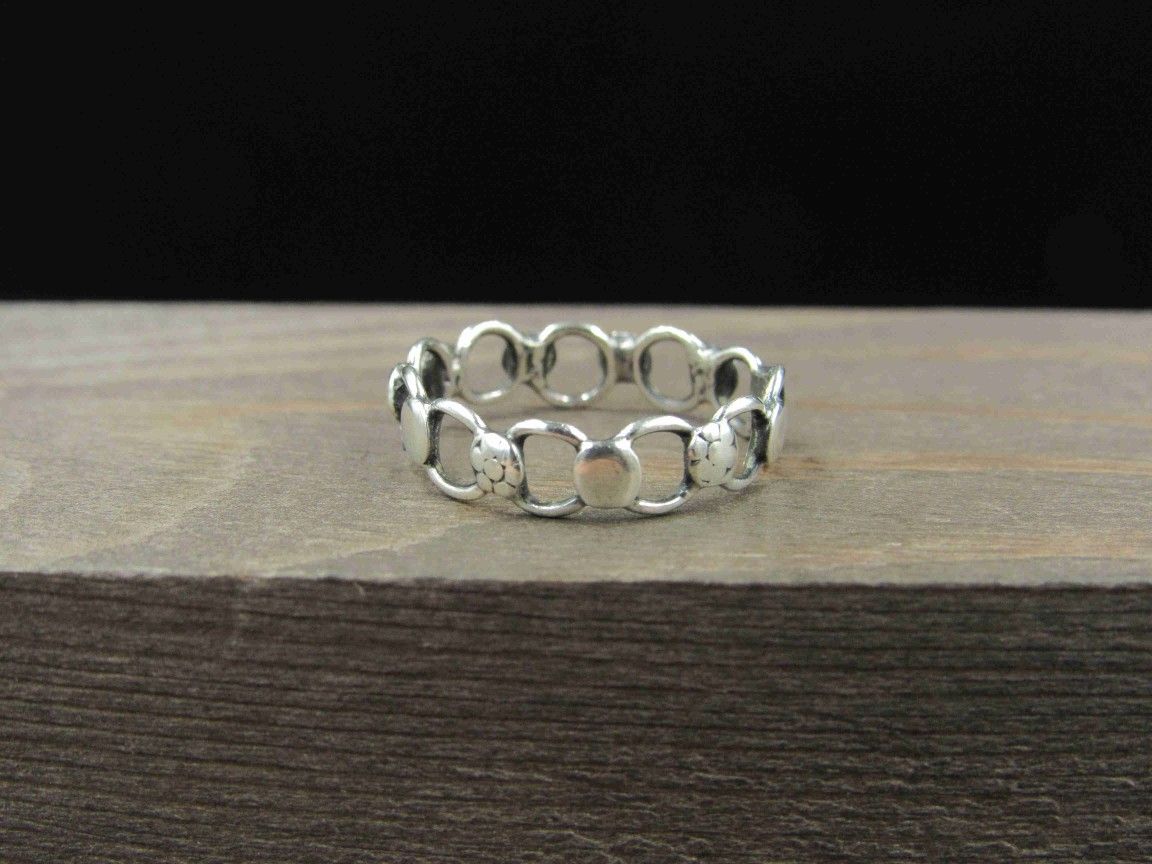 Size 6.5 Sterling Silver Worn Weird Style Band Ring Vintage Statement Engagement Wedding Promise Anniversary Bridal Cocktail Friendship