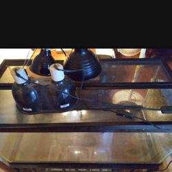 Terranium With Lid and Accessories Has Crack On Side Also Table 